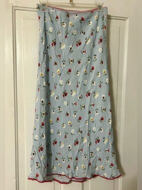GAP Blue Floral Maxi Skirt with Red Trim